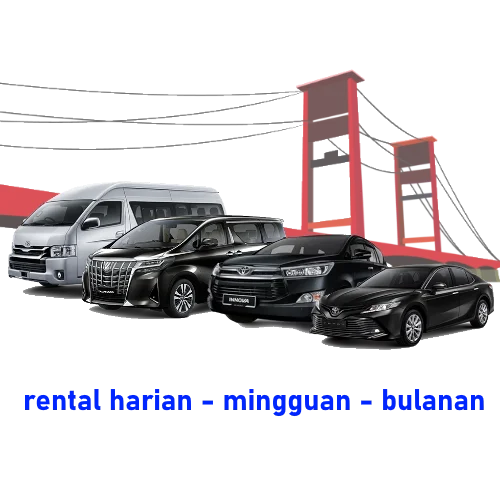 Armada rental mobil Birru di Palembang dengan latar Jembatan Ampera